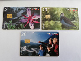 ZWITSERLAND  CHIPCARD SERIE /   CHF 5,-+ CHF 10,-+ CHF 20,-NATUR/BIRD/FLOWER       Nice Used  **9667** - Suisse