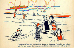 Les Sables D'olonne * CPA Illustrateur * Les Pupilles De La Nation En Vacances * Baigneurs Bains De Mer Bain Maillot - Sables D'Olonne