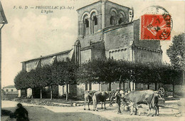 Préguillac * Rue Et Vue Sur L'église Du Village * Boeufs - Other & Unclassified