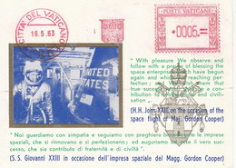 Vaticano 1963 - Citta Del Vaticano Foglietto Impresa Speziale S.S. Giovanni XXIII US Gordon Cooper - Briefe U. Dokumente