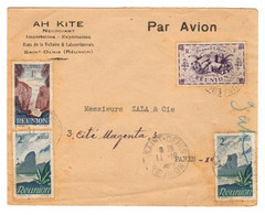 Reunion - Lettre Combinant Serie De Londres Et Serie Courante De 1947 , En Tête Ah Kite - Covers & Documents