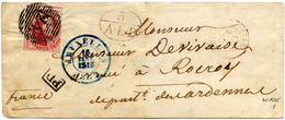 MEDAILLON N°8 TOUCHE A DROITE P24 BRUXELLES + BELG. GIVET + 5 A.E.D. SUR LETTRE SANS CORRESPONDANCE POUR ROCROY, 1852 - 1851-1857 Medaglioni (6/8)