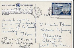 United Nations & Marcofilia, New York City, United Nations, General Assembly Hall. Glasgow Scotland 1053  (1174) - Storia Postale