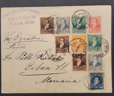 SO) 1893 ARGENTINA, POSTAL STATIONERY, BERNARDINO RIVADAVIA, IN VARIETY OF COLORS, CIRCULATED TO GERMANY - Cartas & Documentos