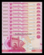 Uzbekistán Lot Bundle 10 Banknotes 2000 Sum 2021 Pick New Low Serial SC UNC - Ouzbékistan