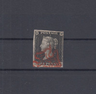 Großbritannien Black Penny Roter Malteser-Stempel Voll/breitrandig - Usados