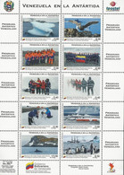 Venezuela 2010 Antarctic Expedition Ships, Penguins, Birds, Fish, Set Of 10 Stamps In Sheetlet - Antarktischen Tierwelt