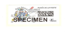 Vignette Lisa SAINT DESIRE SPECIMEN Atm Frama Cinderella Label PATRON DES VAGUEMESTRES MUSEE DE LA POSTE 2018 - 2010-... Vignettes Illustrées