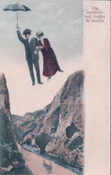 Gorges De Moûtier Vu Du Ciel, Couple En Vol Avec Parapluie (17.8.1908) - Moutier