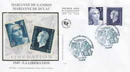 FRANCE 2015_Envel. 1er Jour_fdc_soie_Marianne De La Libération De Dulac Et Gandon Bleu De BF (4986/87).PJ Paris 5/11/15. - 2010-2019