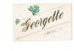 Carte Fantaisie - Lettres Alphabet Paillettes Prénom GEORGETTE - Ajoutis Fleurs Myosotis - FL - Prénoms