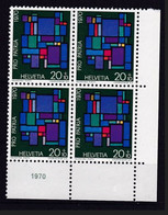 1970 Pro Patria 4er Block ** Mi: 926 / Zum: 147. Zeitgenössische Glasgemälde, Komposition Cel. Piatti - Glas & Fenster