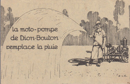 Publicité : De Dion Bouton : La Moto Pompe Remplace La Pluie   ///  Ref. Mai 22 /// N°  20.570 - Pubblicitari