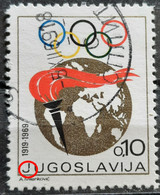 OLYMPIC FLAME-0.10 DIN-ERROR-BROKEN J-POSTMARK SPLIT-CROATIA-YUGOSLAVIA-1969 - Imperforates, Proofs & Errors