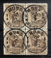 België, 1922, Nr 189, Blok Van 4, Gestempeld MONS - Gebruikt
