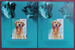 Poland 2022 / Dogs - Golden Retriever, Setter, Dachshund / Set Of 2 Blocks - Imperforated And Perforated MNH** New!!! - Full Sheets