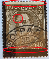 KING ALEXANDER-10 D-BLACK OVERPRINT-ERROR-POSTMARK BEOGRAD-SERBIA-YUGOSLAVIA-1934 - Non Dentellati, Prove E Varietà