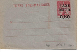 France, Tubes Pneumatiques ,enveloppe 115 X 76 , 60c Rouge  Taxe Reduite à 0.50 Neuf TB - Enveloppes Types Et TSC (avant 1995)