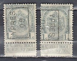 1355 Voorafstempeling Op Nr 81 - YPRES 09 - Positie A&B - Rollenmarken 1900-09
