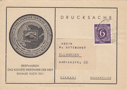 Drucksache Verkaufsliste Briefmarken Aus Ulm Nach Ellwangen - Zona AAS