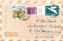 Israel 1971 Ramat Gan Persian Fallow Deer Dama Mesopotamica 0.35 Aerogramme To Austria - Cartas & Documentos