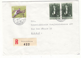 Liechtenstein - Lettre Recom De 1957 - Oblit Triesenberg - Exp Vers Genève - Sport - Steaple - Covers & Documents