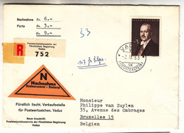 Liechtenstein - Lettre Recom De 1963 - Oblit Vaduz - Valeur 13 Euros - Lettres & Documents