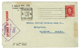 Ref 1546 - 1944 WWII Censored Cover Sydney Australia 2 1/2d Rate To Blackburn UK - Lettres & Documents