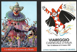 2 Cartes Pour Le Carnaval De Viarregio 1985 Et 1987 (Lot 535) - Viareggio