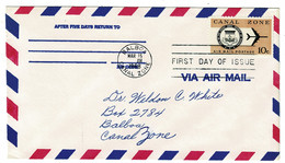 Ref 1547 -  1968 Airmail First Day Cover - 10c USA Canal Zone - Balboa Postmark - Kanaalzone