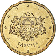 Lettonie, 20 Euro Cent, Large Coat Of Arms Of The Republic, 2014, SPL, Or - Lettonie