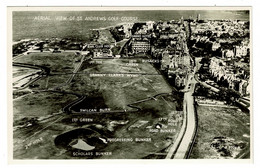 Ref  1549  -  Real Photo Aerial Postcard - St Andrews Golf Course Scotland - Showing Course Layout - Fife