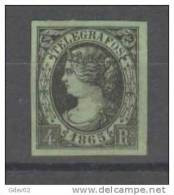 ESTGF6-L4300PC-TTGMS.Spain  Espagne.Isabel Ll. TELEGRAFOS DE ESPAÑA.1865 (Ed T6*) Sin Goma,con Charnela.LUJO - Télégraphe