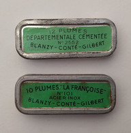 2 BOITES DE PLUMES LA FRANCOISE Et DEPARTEMENTALE CEMENTEE - BLANGY CONTE ROBERT - Plumes