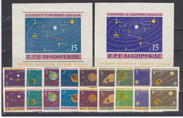 Albania 1964 - Solar System Planets, Mi-Nr. 892/900+902/10+Bl. 27+Bl. 28, MNH** - Sterrenkunde