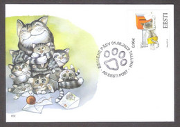 Children’s Stamp – Cat Send A Postcard 2022 Estonia  StampFDC Mi 1049 - Estonie