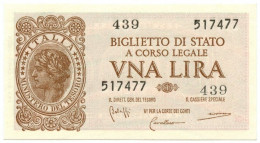 1 LIRA BIGLIETTO DI STATO LUOGOTENENZA UMBERTO BOLAFFI 23/11/1944 FDS - Regno D'Italia – Autres
