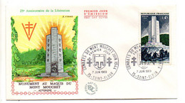 FDC--1969--25ème  Anniversaire De La Libération -Monument Maquis Mont Mouchet ...cachet  SAINT FLOUR--15 - 1960-1969