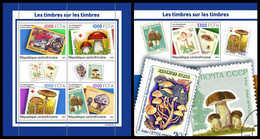 CENTRAL AFRICA 2021 - Mushrooms On Stamps, M/S + S/S. Official Issue [CA210815] - Briefmarken Auf Briefmarken