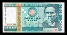 Perú 10000 Intis César Vallejo 1988 Pick 140 SC UNC - Peru