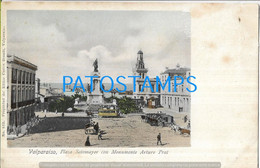187067 CHILE VALPARAISO SQUARE PLAZA SOTOMAYOR CON MONUMENTO ARTURO PRAT TRANVIA TRAMWAY POSTAL POSTCARD - Chili