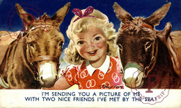 TAYLOR ILLUSTRATION, WITH 2 NICE FRIENDS I'VE MET BY THE SEA. SEASIDE KIDDY BAMFORTH CHILDRENS BURROS DONKEYS ÂNES - Taylor