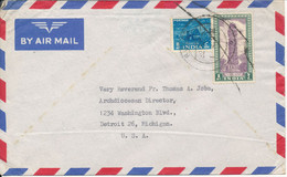 India Air Mail Cover Sent To USA 22-7-1955 - Poste Aérienne