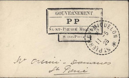 Cachet Gouvernement PP Saint Pierre Et Miquelon Saint Pierre CAD Perlé St Pierre & Miquelon 11 5 1926 - Cartas & Documentos