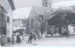 78 ORGEVAL ( Yvelines ) L' Eglise La Poste - Animé Groupe Personnes Cantonnier - CPA Généalogie Cachet Militaire - Orgeval