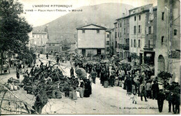 CPA.07.ARDECHE.LES VANS.PLACE HENRI THIBON.LE MARCHÉ.ARTIGE. - Les Vans