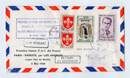 TB 3517 - LSC - Lettre Par Avion - Première Liaison T.A.I. Air France PARIS - PAPEETE Par LOS ANGELES 1960 - 1960-.... Lettres & Documents