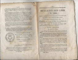 DECRET -  BULLETIN DES LOIS N°286 - DROIT DE PECHE ET  POLICE DE LA PECHE  -ANNEE 1829  SIGNE COMTE PORTALIS - Décrets & Lois