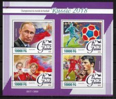 GUINEE   Feuillet N°  8277/80  * *  ( Cote 17e )  Cup  2018   Football  Soccer  Fussball Poutine - 2018 – Russia