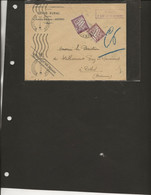 LETTRE TAXEE 1,50 FR N° 37 + N° 40 A - CAD MEZIERES RP. 1943 - 1960-.... Storia Postale